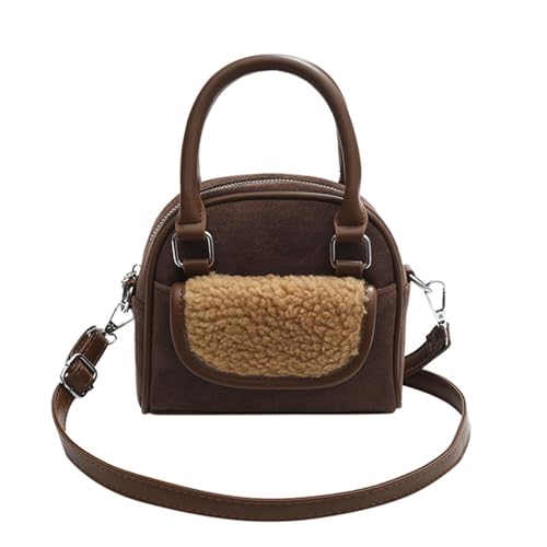 Oxxggkao Süße Vintage Crossbody Bag Schulter Handtasche Plüsch Kupplung Abnehmbarer Riemen Für Frauen Winter Modisch Plüsch von Oxxggkao