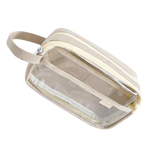 Oxxggkao Transparentes Federmäppchen mit zwei großen Fächern, Mehrzweck-Federmäppchen, Reise-Make-up-Aufbewahrungstasche für Mädchen, Frauen, Studenten-Box, Cremiges Gelb Oxxggkao Transparentes Federmäppchen mit zwei großen Fächern, Mehrzweck-Federmäppchen, Reise-Make-up-Aufbewahrungstasche für Mädchen, Frauen, Studenten-Box, Cremiges Gelb von Oxxggkao