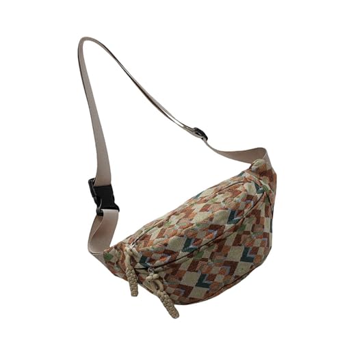 Oxxggkao Trendy Canvas Crossbody Tasche VERSATILE Umhängetasche Großkapazität Satchel Brustpack Für Tägliche Verwendung Und Reisen Mode Raster Leinwand von Oxxggkao