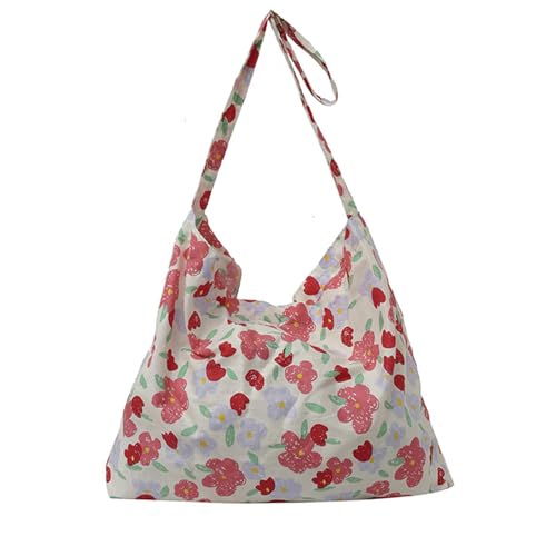 Oxxggkao Umhängetasche mit buntem Blumenmuster und geräumigem Innenraum, große Kapazität, Crossbody-Tasche, Handtasche für Freizeit und Einkaufen, große Kapazität, C, One Size von Oxxggkao