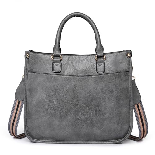 Oxxggkao Umhängetasche mit großer Kapazität für Damen, Business, Büro, Arbeit, Handtasche, lässig, PU-Leder, Kuriertasche, Umhängetasche, große Kapazität, Schultertasche, Business-Handtasche, grau von Oxxggkao
