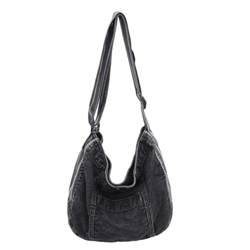 Oxxggkao Vintage Gewaschene Denims Umhängetasche Für Frauen Männer Große Kapazität Jean Schulter Reißverschluss Handtasche Mit Verstellbarem Riemen Casual Messenger von Oxxggkao
