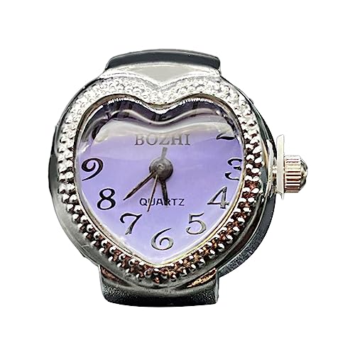 Oxxggkao Vintage Punk Finger Uhr Elastic Gurt Legierung Watches Herzpaar Ringe Schmuckuhr Roman Quarz Für Frauen Punk von Oxxggkao