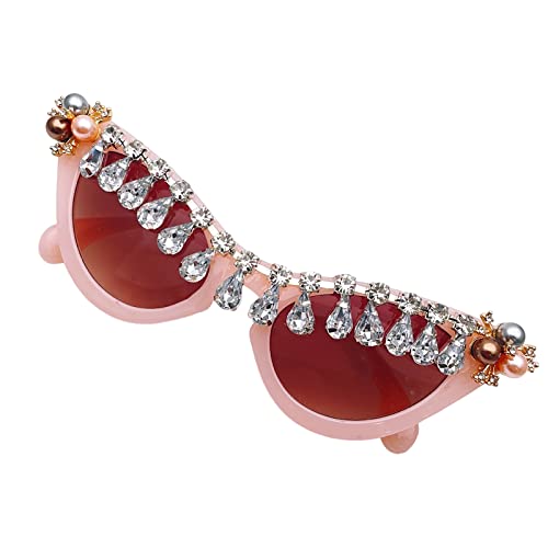 Oxxggkao Wassertropfen-Strass-Sonnenbrille für Mädchen und Jungen, Foto-Requisiten, Y2K-Stil, Reise-Katzenaugenbrille, Mädchen, Teenager, Geschenke, Strass-Sonnenbrille für Frauen, B von Oxxggkao