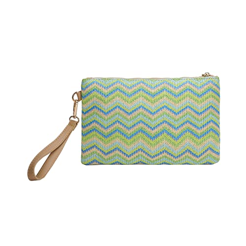 Oxxggkao Weibliche Gewebte Handtasche Damen Regenbogen Lässige Clutch Böhmen Strohbeutel Kontrast Farbhandtaschen Aus Dem Frühling Ethnischer Stil Gewebter Geldbörse Für Frauen Regenbogen von Oxxggkao