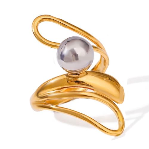 Oxxggkao Zeitgenössische Asymmetrische Schleife Schmuck Edelstahlringe Einfache Wartung Und Vielseitiges Styling Fingerzubehör Openwork Unrevular Line von Oxxggkao