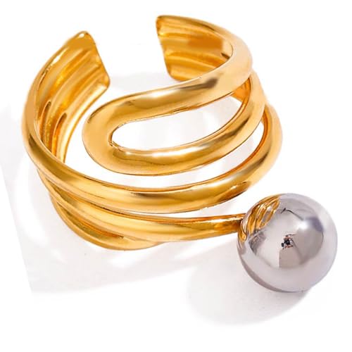 Oxxggkao Zeitgenössische Asymmetrische Schleife Schmuck Edelstahlringe Einfache Wartung Und Vielseitiges Styling Fingerzubehör Openwork Unrevular Line von Oxxggkao