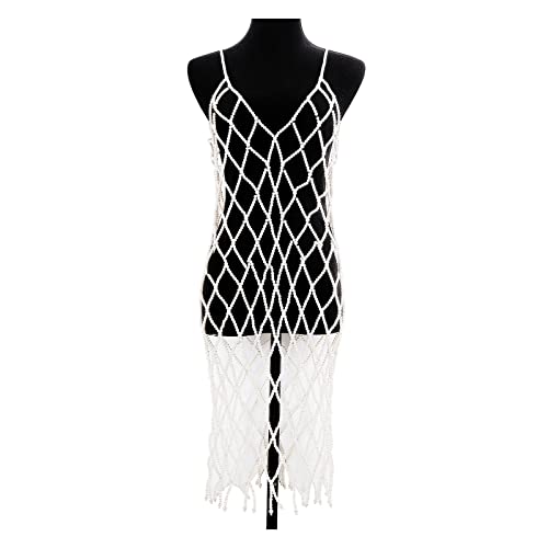 Oxxggkao Perle Quasten Straight Kleid Körperkette Mode Perlen Langrock Beach Kleid Schmuck Schmuck Für Frauen von Oxxggkao