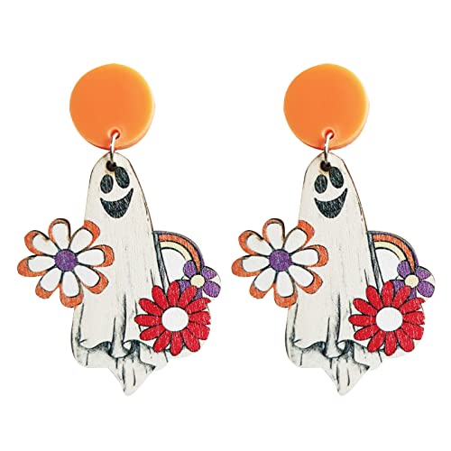 Retro Stil Halloween Thanksgiving Ohrringe Bunte Blumen Geister Spinnen Damen Mädchen Urlaubsgeschenke Blumen Für Frauen Mädchen von Oxxggkao