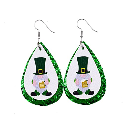 St. Patrick's Day Künstliche Leder Ohrringe Set Irish Shamrock Dangle Ohrring Ohr Juwelier Accessoires Patrick's Day Faux Leder Mode Ohrringe von Oxxggkao