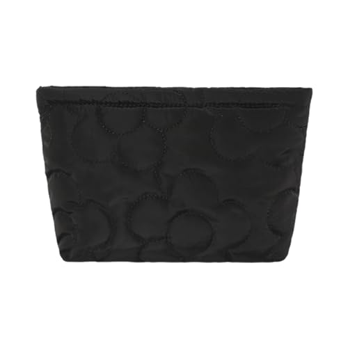 Stilvolle gesteppte Damen-Aufbewahrungstasche, tragbare Reise-Geldbörse, Handtasche für Make-up und Accessoires, Kosmetiktasche für Geldbörse, Schwarz , Mass Beauty von Oxxggkao