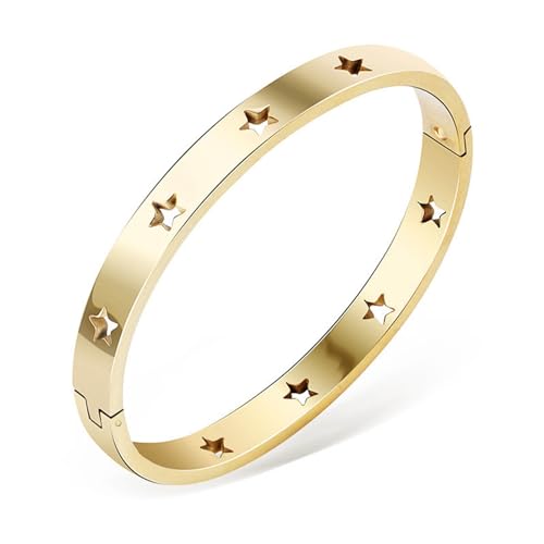 Stylish Hollow Star Bangle Edelstahlarmband Einzigartige Sternmode Handgelenk Schmuck Für Frauen Edelstahl Stylish Hollow Star Bangle Edelstahlarmband Einzigartige Sternmode Handgelenk Schmuck Für Frauen Edelstahl von Oxxggkao