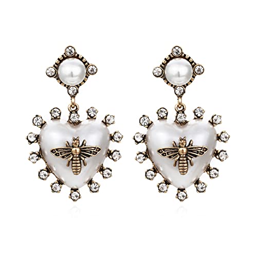 Trend Herz Perle Biene Drop Ohrringe Für Frau Gold Farbe Nachtclub Shining Dangle Mode Koreanische Schmuck Geschenk Perlen Frauen Bolzes Vintage Ohrring Gold von Oxxggkao