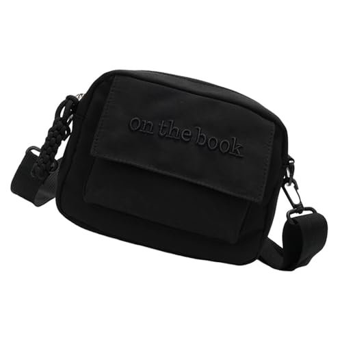 Umhängetasche im japanischen Stil, für Damen und Herren, Nylon, modische Handytasche, einfache Schultertasche, Umhängetasche, Nylon, Kuriertasche für Damen und Herren, Schwarz , One Size von Oxxggkao