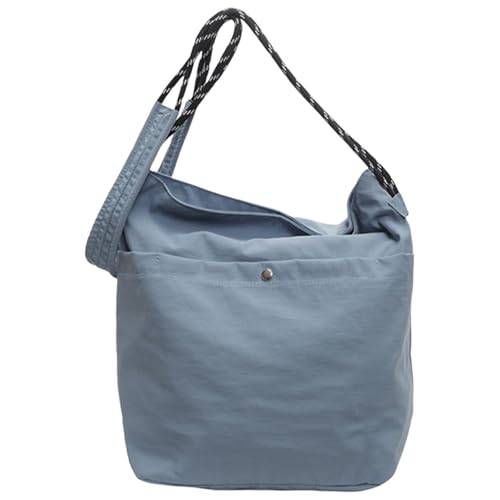 Umhängetasche mit großem Fassungsvermögen für Damen, japanischer Stil, Kuriertasche, trendiger Eimer, schlichte, lässige Schultertasche, große Kapazität, Umhängetasche, japanische Schulter, blau, One von Oxxggkao