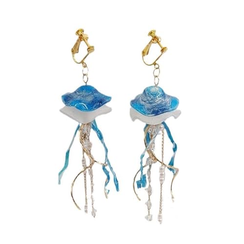 Unique Blue Jellyfish Designs Ohrringe Tragbar Für Trendige Frauen Suchen Modische Und Komfortable Verschleiß Accessoires. von Oxxggkao