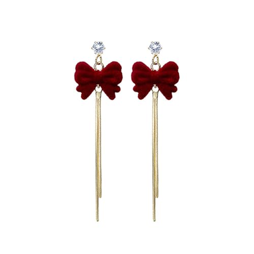 Vintage Bowknot Quasten Ohrringe Einfache Dangle Fashion Neujahr Drop Schmuck Hoop Neujahr Drop Jewelry Accessoires Party von Oxxggkao