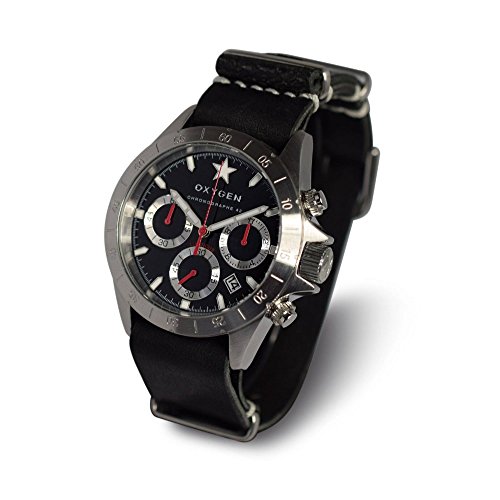 OXYGEN unisex-Armbanduhr SPRINT 42 Chronograph Quarz Leder EX-C-SPR-42-NL-BL von Oxygen