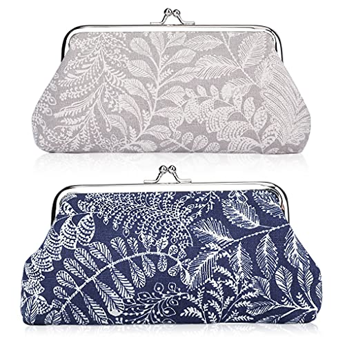 Oyachic 2 Packs Damen Geldbörse mit Clipverschluss, Klippverschluss Portemonnaie Klein Vintage, Spangenportemonnaie Retro, Coin Purse Women Change Wallet von Oyachic