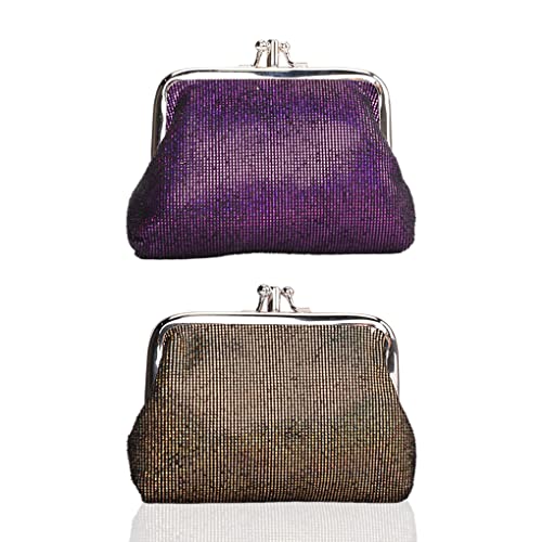 Oyachic 2 Packs PU Geldbörse Spangenportemonnaie Portemonnaie Kiss Lock Coin Purse mit Clipverschluss Klickverschluss Retro Geldbeutel (Gold + Rot) von Oyachic