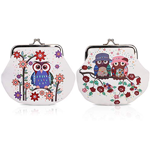 Oyachic 2 Stück Eule Geldbörse mit Clipverschluss,Owl Coin Purse,Leder Portemonnaie,Damen Knipsbörse Münzbörse Klippverschluss von Oyachic