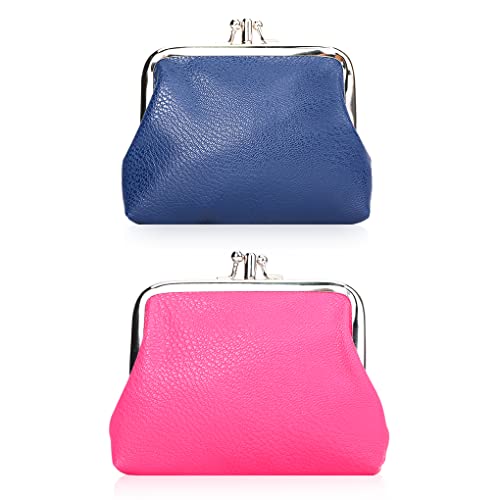 Oyachic 2 Stücke Münzbörsen für Damen,Geldbörse Leder,Portemonnaie mit Clipverschluss,Kleines Münzbeutel Coin Purse Klippverschluss von Oyachic