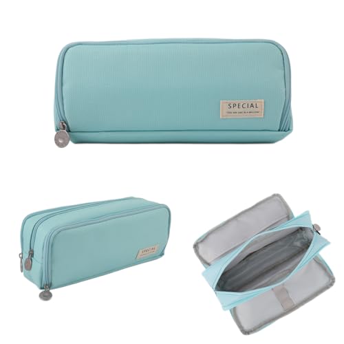 Oyachic 3 Fächer Mädchen Pencil Case Große Kapazität Federmäppchen Etui Stifte Schreibwaren Schreibtisch Organizer für Büro Frauen (blau) von Oyachic