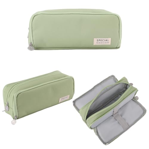 Oyachic 3 Fächer Mädchen Pencil Case Große Kapazität Federmäppchen Etui Stifte Schreibwaren Schreibtisch Organizer für Büro Frauen (grün) von Oyachic