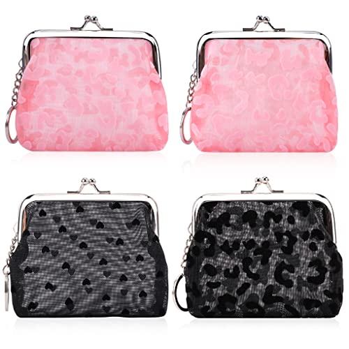 Oyachic 4Pcs Portemonnaie Mesh Coin Purse Geldbörse Klippverschluss Knipsbörse Clipverschluss Klickverschluss Spangenportemonnaie Geldbörse Vintage von Oyachic