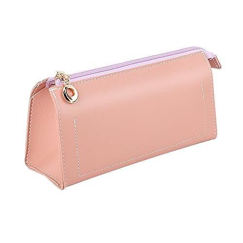 Oyachic Federmäppchen PU Pencil Case Leder Schlamperetui Stifttasche Kosmetisches Organizer Bleistift Beutel für Office Bleistift (Pink) von Oyachic