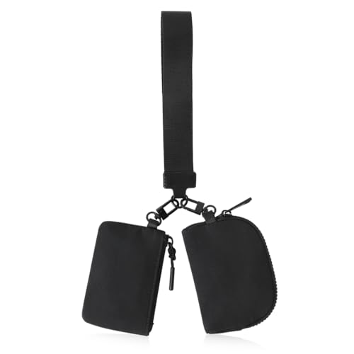 Oyachic Geldbörse Wristlet Wallets Klein Portemonnaie Dual Pouch Coin Purse Damen Geldbeutel Münzbeutel Täschchen mit Reißverschluss Brieftasche (schwarz) von Oyachic