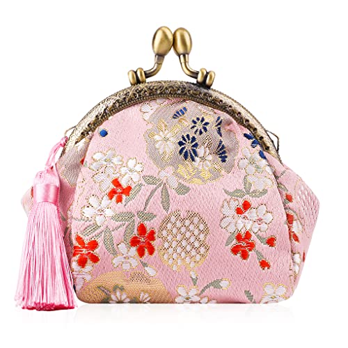 Oyachic Rosa Münzbörsen für Damen,Klein Geldbörse mit Clipverschluss,Vintage Geldtasche Spangenverschluss Coin Purse Portemonnaie für Mädchen von Oyachic