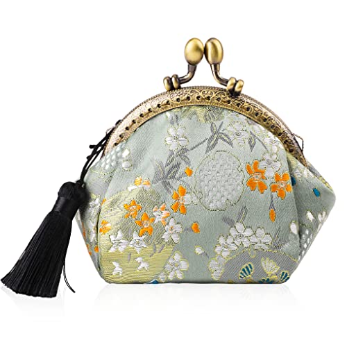 Oyachic Flower Portemonnaie Floral Coin Purse Brieftasche mit Clipverschluss Klickverschluss Handtasche Münzbörse Geldbörse Geldbeutel Damen von Oyachic