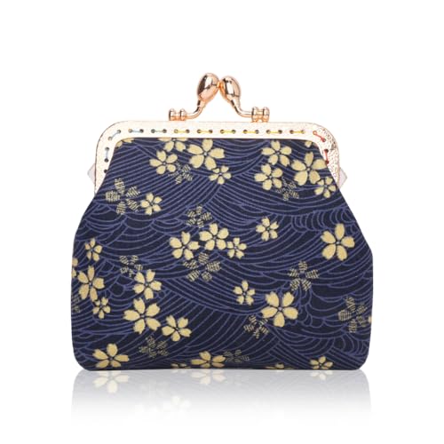 Oyachic Münzbörsen,Geldbörse Klippverschluss,Geldbörse Clipverschluss,Kiss Lock Coin Purse, Portemonnaie Damen Klein,Münzbeutel,Navy blau von Oyachic