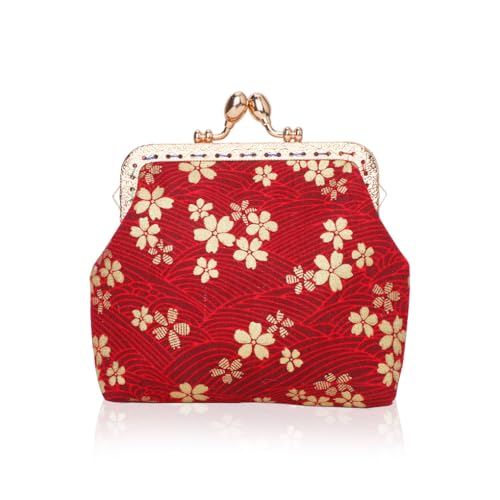 Oyachic Münzbörsen,Geldbörse Klippverschluss,Geldbörse Clipverschluss,Kiss Lock Coin Purse, Portemonnaie Damen Klein,Münzbeutel,Rot von Oyachic
