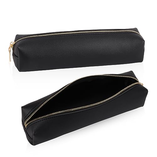 Oyachic PU Leder Federmäppchen Pencil Case Cosmetic Makeup Bag kosmetisches Office Stifttasche MäppchenSchreibwarenbeutel Bleistift Beutel (Schwarz) von Oyachic