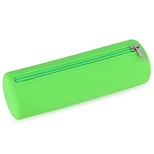 Oyachic Silicone Federmäppchen Cylinder Pencil Case Stifttasche Kosmetisches Schreibwaren Federtasche für Studenten Erwachsene (Green) von Oyachic