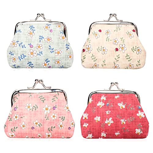 Oyahic 4 Stück Portemonnaie Clipverschluss Coin Purse Damen Geldbörse Münzbörse Klippverschluss Kleine Brieftasche Frauen Kompakt Geldbeutel von Oyachic