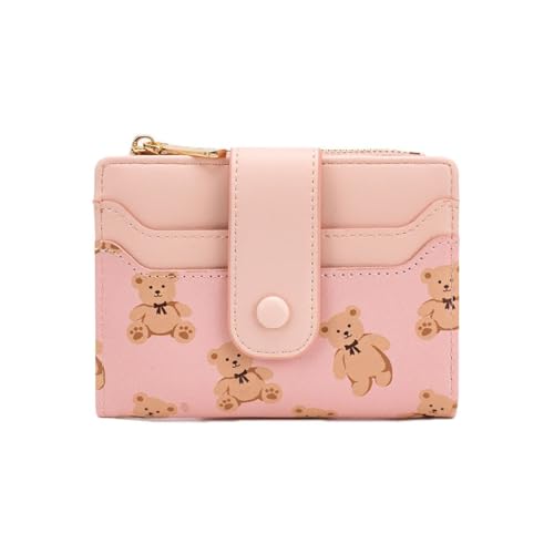 Oyccen Nette Bär Geldbörsen für Damen Kleine Geldbörse mit Münzfach Frauen PU Leder Portemonnaie Kreditkartenetui Kurze Geldbeutel von Oyccen