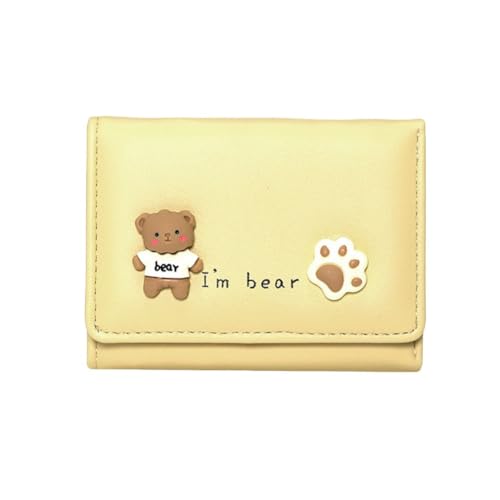 Oyccen Nette Bär Kleine Geldbörse für Damen Mini Portemonnaie Schlanke Geldbeutel Kreditkartenetui PU Leder Geldbörse für Mädchen von Oyccen