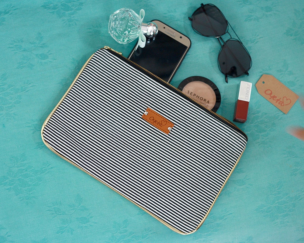 Gestreifte Canvas Clutch Geldbörse Schwarz Und Weiß Reißverschluss Tasche Gestreifte Canvas Clutch Geldbörse Schwarz Und Weiß Reißverschluss Tasche von Oyeta