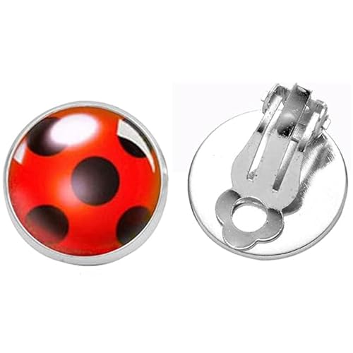 1 Paar Ohrclips Marienkäfe,Edelstahl Rote Ladybug Ohrringe,Modischer Einfach Runder Ohrclips Mit Metallclip,Mädchen Niedliche Kreative Ohrringe Ohne Loch,Schmuck Geschenke,für Frauen von Oykrueats