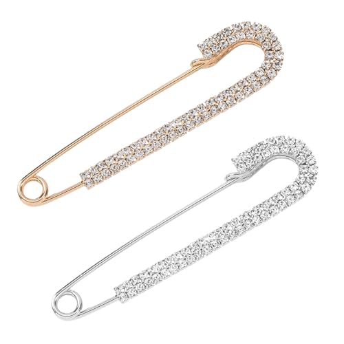 2 Stück Broschen & Anstecknadeln für Damen Gold Silber,Sicherheitsnadel für Damen Mädchen Perle Strass Pullover Clip Schal Clip Strickjacke Kleid Kleidungsstück Dekoration Zubehör Schmuch von Oykrueats