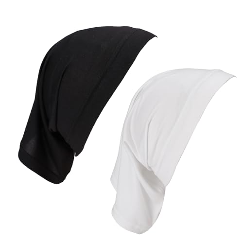 2 Stück Modal-Mercerisierte Baumwolle Frauen Undercap,Atmungsaktive Wendemütze Hijab Untertuch,Elastisches Einstellbar Hijab, Schwarz-Weiss Einfarbiger Frauen Undercap Hijab,für Damen,Herren von Oykrueats