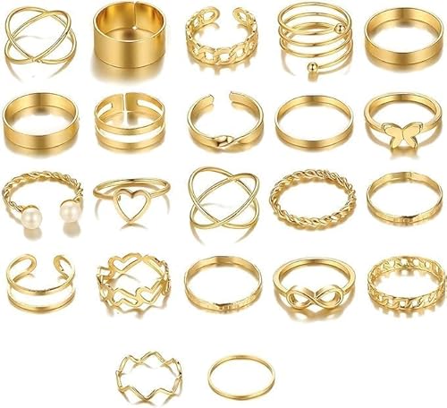Oykrueats 22 Stück Ring Set Gold, Stapelbarer Ring für Damen, Boho Fingerringe Knuckle für Frauen und Mädchen, Geburtstag, Weihnachten, Muttertag, Valentinstag Oykrueats 22 Stück Ring Set Gold, Stapelbarer Ring für Damen, Boho Fingerringe Knuckle für Frauen und Mädchen, Geburtstag, Weihnachten, Muttertag, Valentinstag von Oykrueats