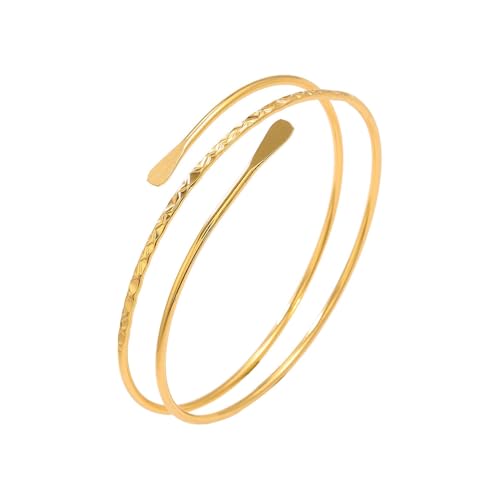 Oykrueats Oberarmreif Gold,Minimalistische Armreifen,Oberarm ArmbänderVerstellbar,Spule Oberes Armband,Offenes Armband,Armreif Stapelbarer Schmuck,für Frauen und Mädchen von Oykrueats