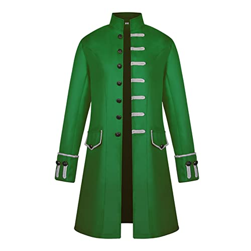 Oyolan Herren Zirkus Kostüm Showman Frack Mantel Vintage Mittelalter Jacke Ringmaster Smoking Karneval Cosplay Kostüm Grün M von Oyolan