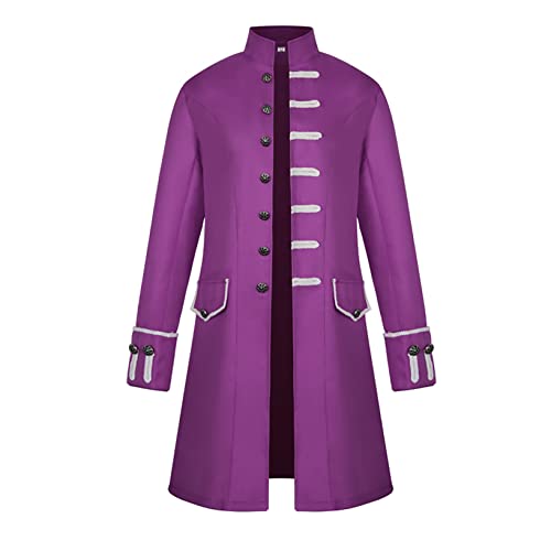 Oyolan Herren Zirkus Kostüm Showman Frack Mantel Vintage Mittelalter Jacke Ringmaster Smoking Karneval Cosplay Kostüm Violett XL von Oyolan