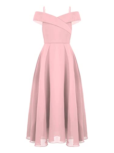 Oyolan Kinder Kleider Mädchen Festlich Kleid Prinzessin Blumenmädchenkleid Kommunionkleid Abendkleid Hochzeit Gr. 104-164 Rosa 164 von Oyolan