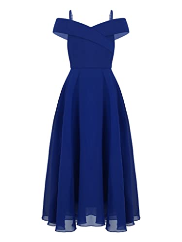 Oyolan Kinder Kleider Mädchen Festlich Kleid Prinzessin Blumenmädchenkleid Kommunionkleid Abendkleid Hochzeit Gr. 104-164 Royal Blau 152 von Oyolan